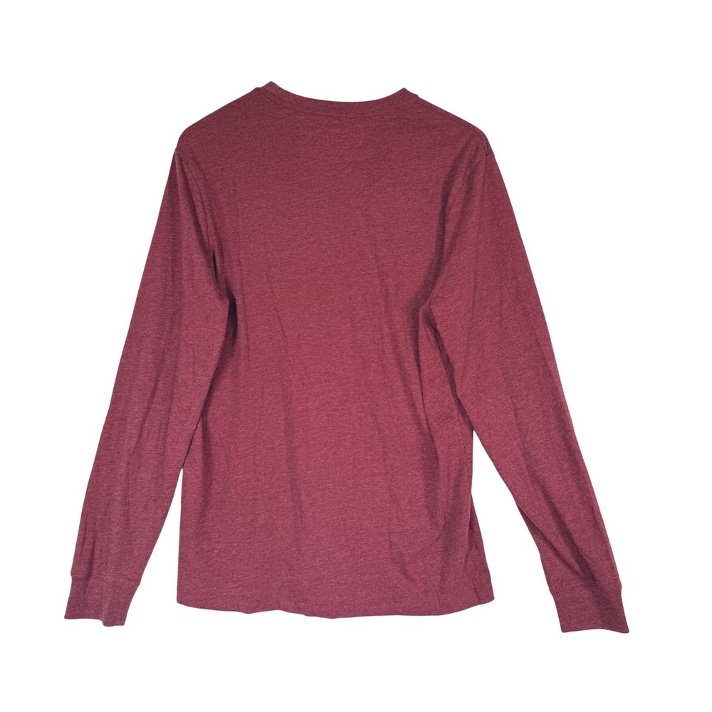 J.Crew Mens Washed Long Sleeve T-Shirt Burgundy Heather Medium - Picture 2 of 4